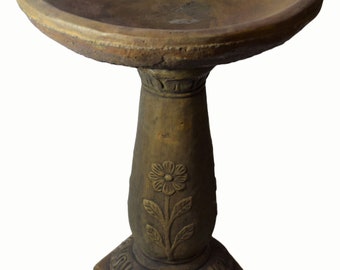 Solid Rock Stoneworks Daisy Pool Birdbath- 26 in Tall-espresso