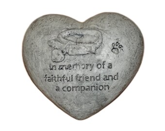 Solid Rock Stoneworks Heart Shaped Pet Memorial Stone – Dog Remembrance Garden Marker – Small Pet Loss Sympathy Gift- PreAged
