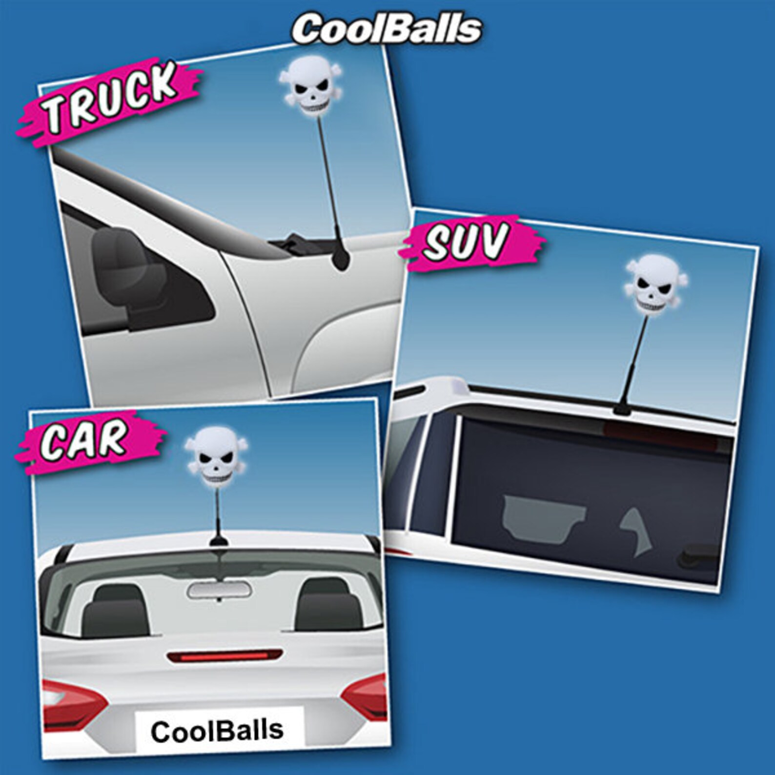 Coolballs Brand Cool Skull Car Antenna Topper / Auto Mirror Etsy