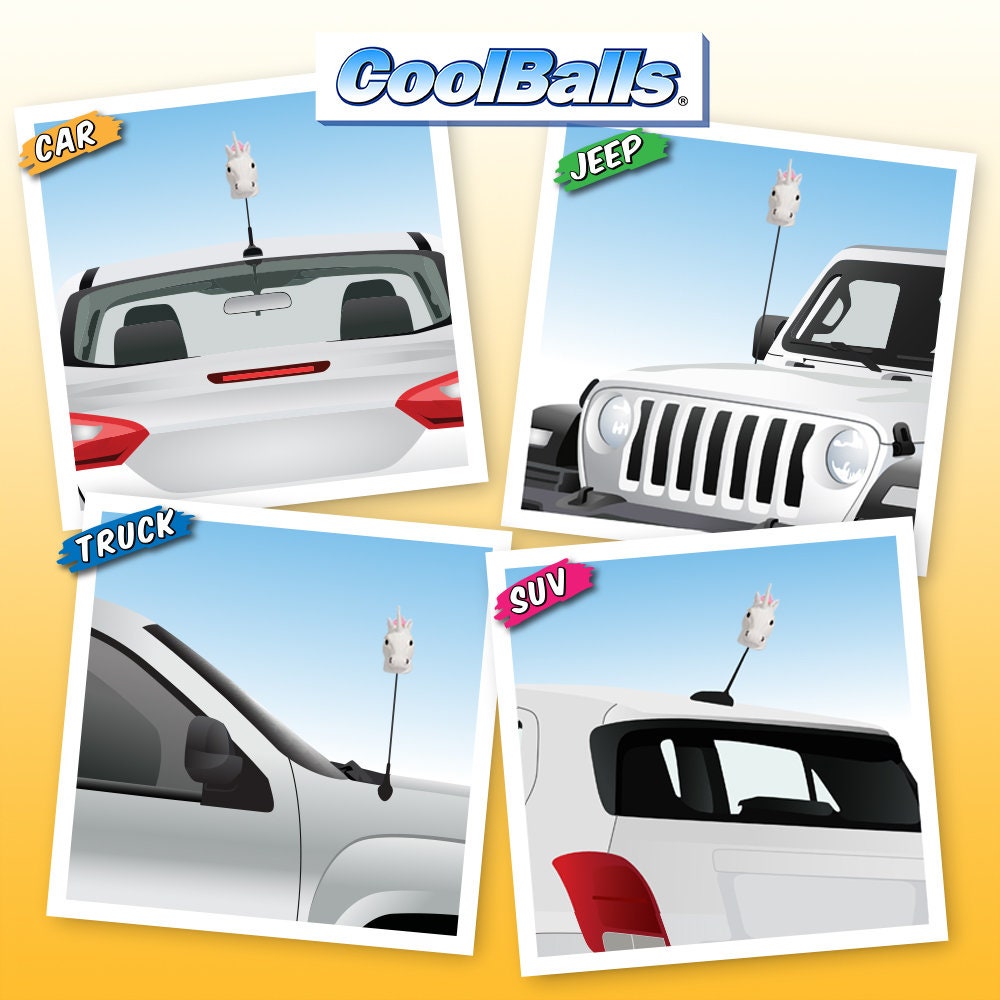 Coolballs Einhorn Auto Antenne Topper / Auto Spiegel Anhänger