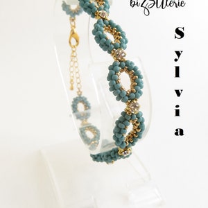 Sylvia bracelet - instant download DIY beading pattern, tutorial in ENGLISH w. seed beads and chaton montees