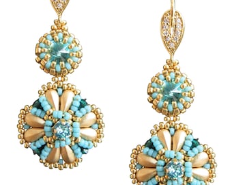 Varvara earrings- instant download DIY beading pattern, tutorial pdf in ENGLISH with seed and DropDuo beads