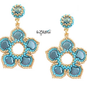 MARY earrings- instant download DIY beading pattern, tutorial in ENGLISH with Ginko and glass beads