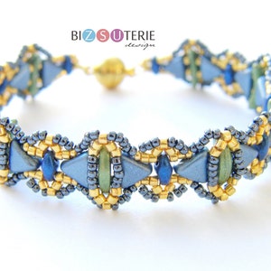 Roller Coaster bracelet instant download beading pattern with Khéops par Puca, Superduo and Crescent beads image 1