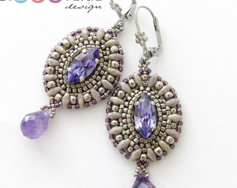 J'adore earrings - instant download beading pattern with Superduo, cylinder and seed beads