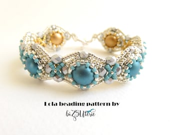 LOLA reversible bracelet - instant download DIY beading pattern, tutorial in ENGLISH w. seed and cylinder beads, Candy and firepolish beads