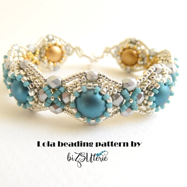 LOLA reversible bracelet - instant download DIY beading pattern, tutorial in ENGLISH w. seed and cylinder beads, Candy and firepolish beads