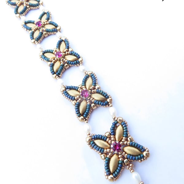 Pulsera Kara: patrón de abalorios de descarga instantánea con cuentas IrisDuo