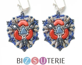 Bead Hazard earrings - instant download beading pattern with Arcos par Puca and Suprduo beads