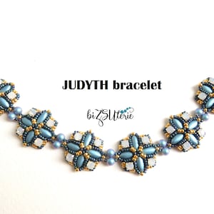 JUDYTH armband och örhängen - direkt nedladdning DIY pärlmönster, handledning på ENGELSKA med Irisduo och chaton montes