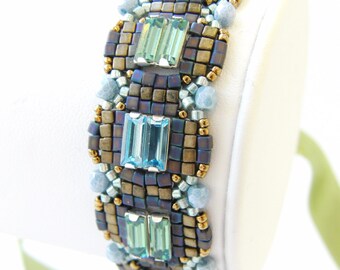 Bracciale Cube Libre - modello di perline scaricabile immediatamente con buagettes e perline di vetro cubo Miyuki