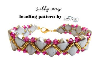 Silky Way bracelet - DIY instant download beading pattern in ENG with Silky beads, bicones and seed beads