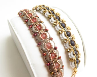 Bracelet Sadie - modèle de perles DIY à télécharger instantanément, tutoriel en ANGLAIS avec Arcos par Puca, Quarter Tillas