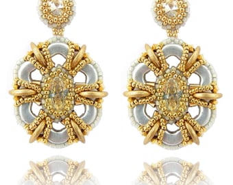 Kolczyki SERENA - wzór koralikowy do pobrania natychmiast z koralikami Arcos par Puca i Crescent