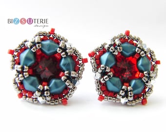 Sashka earrings - instant download beading pattern with Diamonduo and seed beads