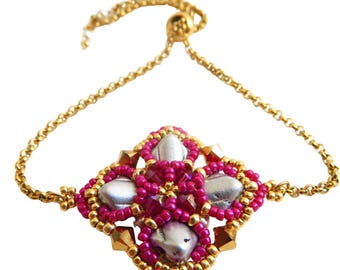 SilkyLover - DIY inst. d.load beading pattern/tutorial in ENG with Silky beads, bicones, seed beads, pearls