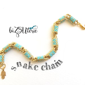 Bracciale Snake Chain - download istantaneo schema/tutorial di perline fai da te in INGLESE con perline cilindriche