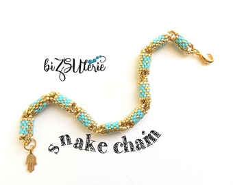 Snake Chain bracelet- instant download DIY beading pattern/tutorial in ENGLISH with cylinder beads