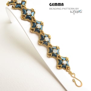 Gemma bracelet - instant download DIY beading pattern, tutorial in ENGLISH with seed beads, Arcos par Puca beads, chaton montees, bicones