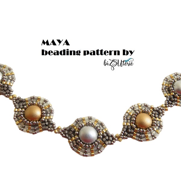 MAYA set - instant download beading pattern/tutorial in ENGLISH w. cylinder and seed beads, Candy beads