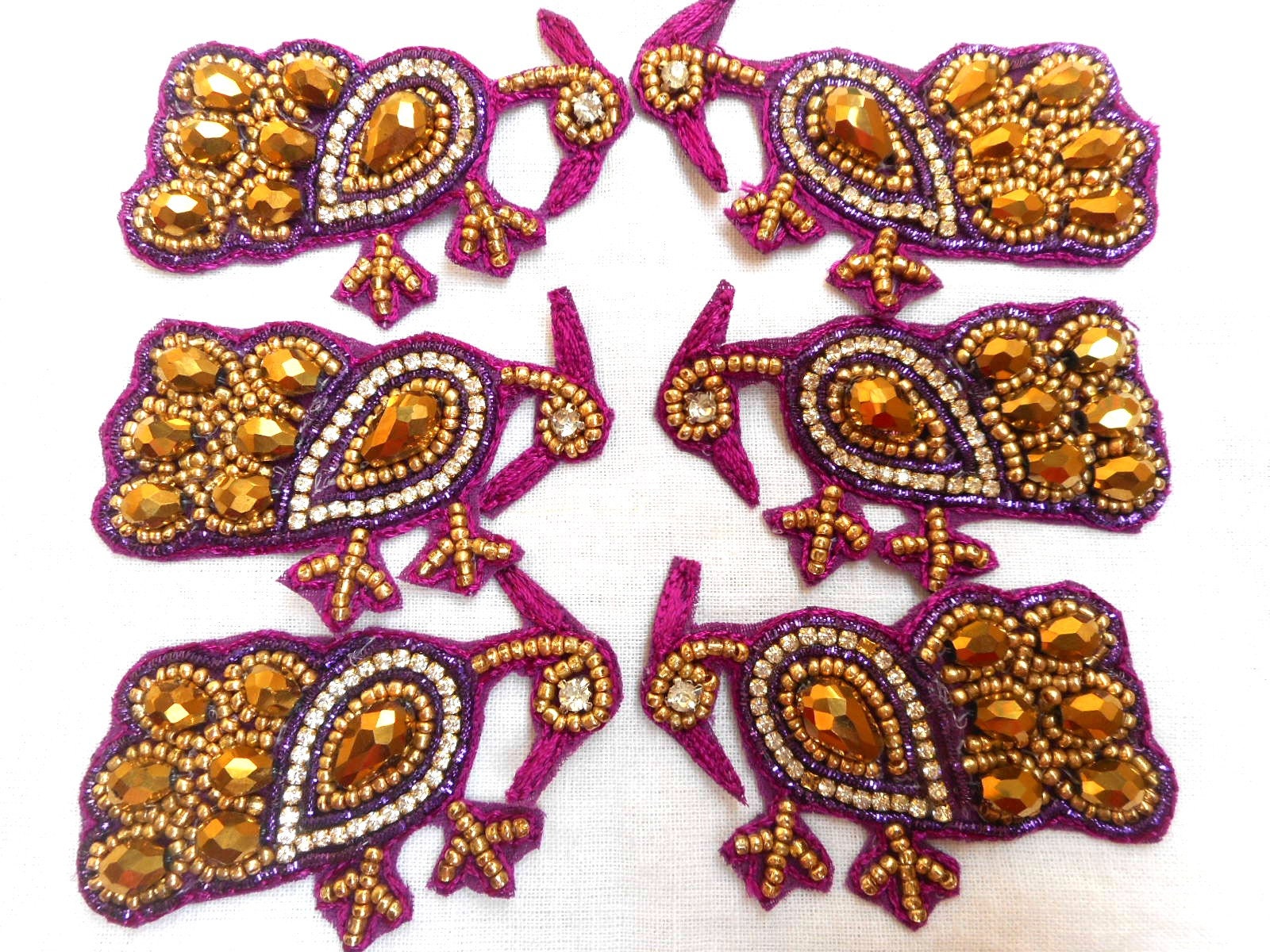 Peacock appliques Indian appliques beaded appliques Etsy