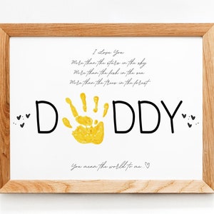 Bestseller Father's Day Gift from Kid to Dad / Daddy Dad Poem / Kids Baby Toddler Keepsake Memory Craft DIY Card / Black and White