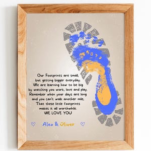 Poésie pour la fête des pères / Sur les traces de mon papa / Cadeau d'anniversaire pour papa / Empreinte artistique artistique / Bébé tout-petit / Créations artisanales pour enfants