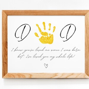 Bestseller Regalo del Día del Papá de niño a papá, Tarjeta de huella de mano imprimible rápidamente para preescolar, Tarjeta personalizada para papá, Impresión en blanco y negro