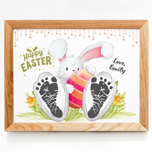 Osterhase Fußabdrücke Füße Handwerk Kunst / Hoppy Erstes fröhliches Osterkaninchen / DIY Karte Baby Kinder druckbar / Baby Fußabdruck Ostern