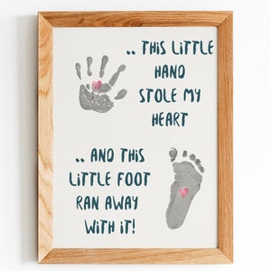 Handprint Art Craft / Footprint Art / Baby Keepsake Ideas / Kids Baby Child DIY / Card Gift Memory / Stole My Heart and Run Away With It
