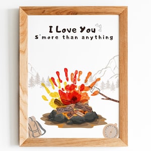 Campfire Handprint Art / Handprint Craft / Preschool Craft / Handprint Art / I Love You Smore / Gift for Mom or Dad