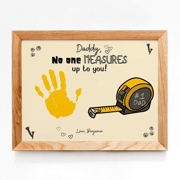 Father's Day Child's DIY Gift, Daddy no one measures up to You Kids Handprint, a Footprint Handprint Keepsake Memory Art