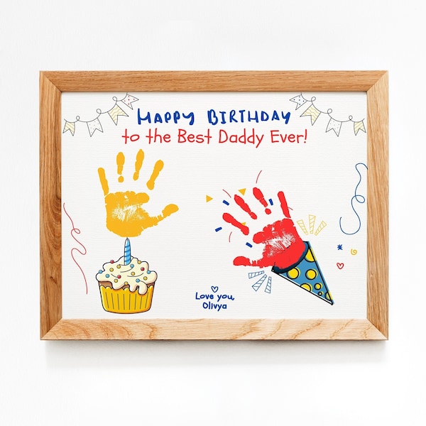 Daddy Happy Birthday Handprint Template / Birthday Card Keepsake for Daddy / Birthday Gift from Toddler / Keepsake Memory Card