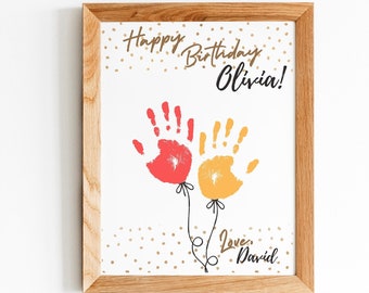 PERSONALIZED Happy Birthday Handprint Card / Birthday Card Keepsake for Aunt Uncle Dad Mom / Birthday Gift from Toddler / Keepsake Memory