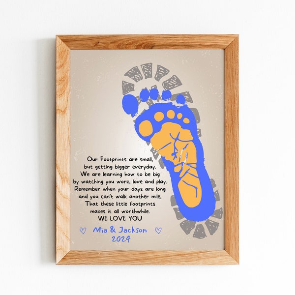 Vatertagsgedicht Fußabdruck / In die Fußstapfen meines Vaters treten / Geburtstagsgeschenk für Papa / Fußabdruckkunst / Baby-Kleinkind-Kind / DIY-Kinderhandwerk