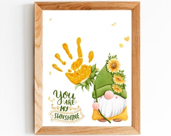 You Are My Sunshine Handprint Craft Art / Sun Flower Handprint / Baby Toddler Child / Gift Diy Card / Mother's Day Mom Mum / Keepsake Memory
