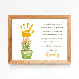 Je grandis comme une fleur / Empreinte de main artistique / Enfants bébé tout-petit / Fête des Mères, Maman, Maman / Cadeau souvenir bricolage Carte à faire soi-même / Cadeau grands-parents
