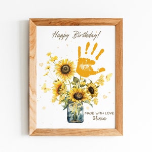 GEPERSONALISEERDE verjaardag handafdruk cadeau van kinderen / verjaardag bloem handafdruk ambacht voor moeder, oma, oma, Grammy / aandenken geheugenkaart