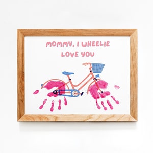Handabdruck Kunst / Geschenk für Mama / Andenken Erinnerung / Muttertagsgeschenk / Geburtstagsgeschenk / Fahrrad / Fahrradkarte