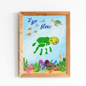 Summer Turtle Handprint / Beach Summer / Craft for Preschool or Daycare / Toddler Painting Indoor Activity / Project for Kids