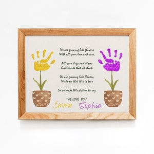 We are Growing Like Flowers / Hand Handprint Art / Kids Baby Toddler / Mother's Day Mom / Keepsake Craft Gift DIY Card / Grandparents Gift