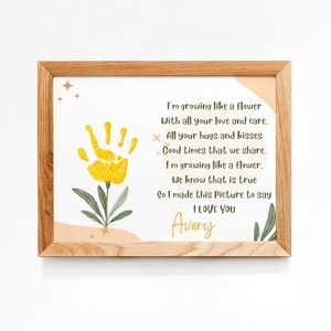 Je grandis comme une fleur / Empreinte de main artistique / Enfants bébé tout-petit / Fête des Mères, Maman, Maman / Cadeau souvenir bricolage Carte à faire soi-même / Cadeau grands-parents