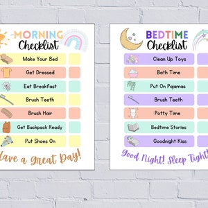 Kids Morning/bedtime Checklist Printable Chore Chart Kid - Etsy