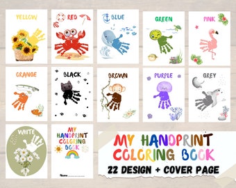 My Handprint Coloring Book / Handprint Book for Baby Toddler Child / Preschool, Nursery Activity / Keepsake Printable