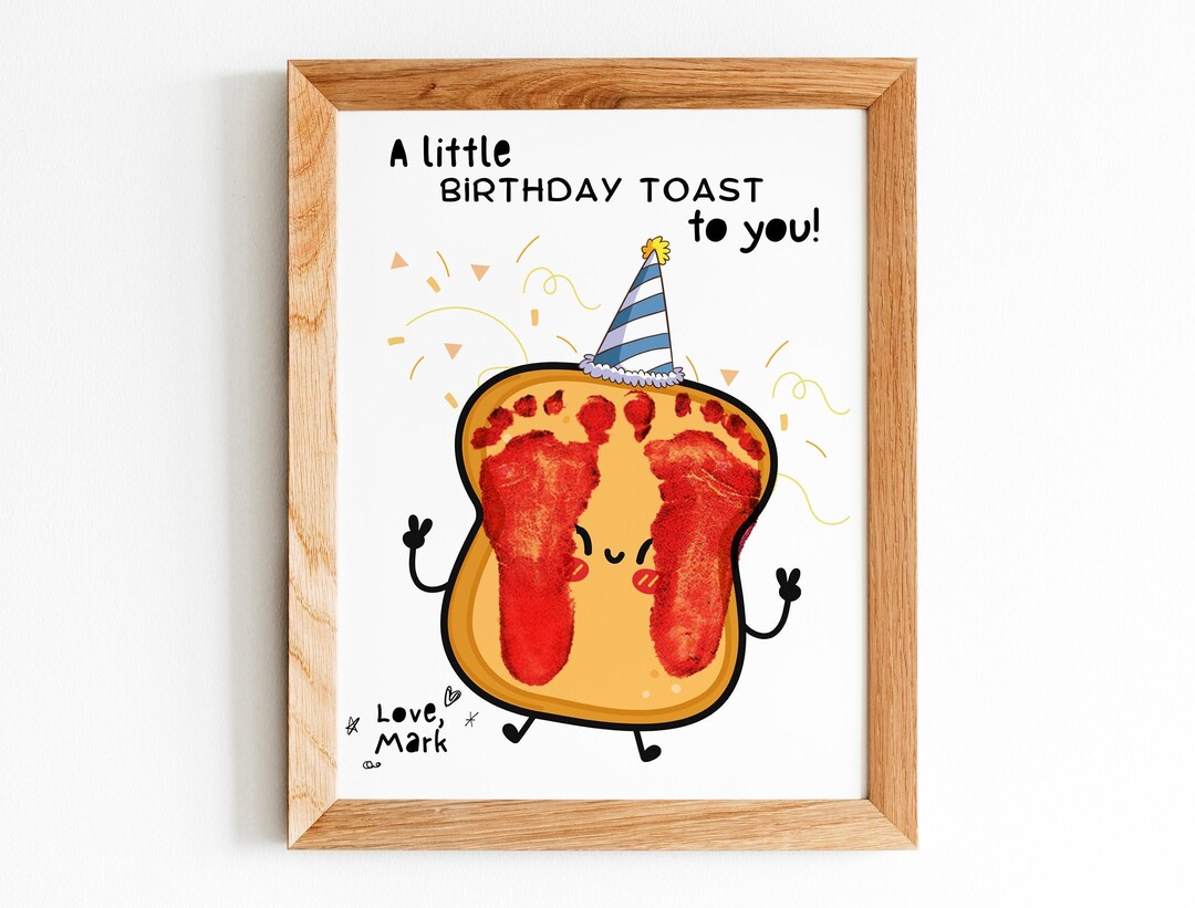 EDITABLE Birthday Toast Handprint Footprint Craft / Birthday Card for