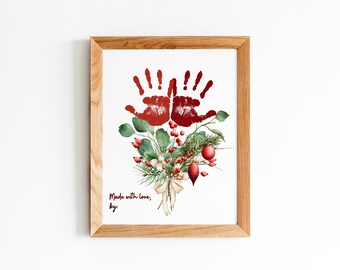 Custom Valentine Art Print Handprint Love Keepsake Floral Bouquet Mom Mother Meaningful Gift for Her DIY Craft Kid Children Toddler Activity