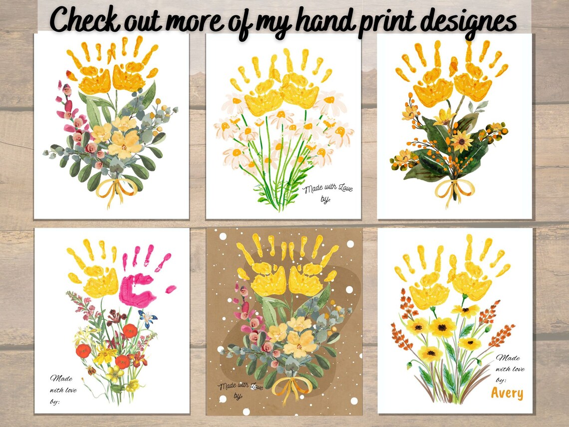 Wildflower Handprint Printable / Handprint Flower Art / Gift Etsy