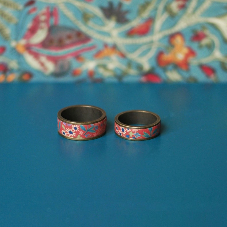 Brass ring decorated with handmade floral designs, different designs available image 3