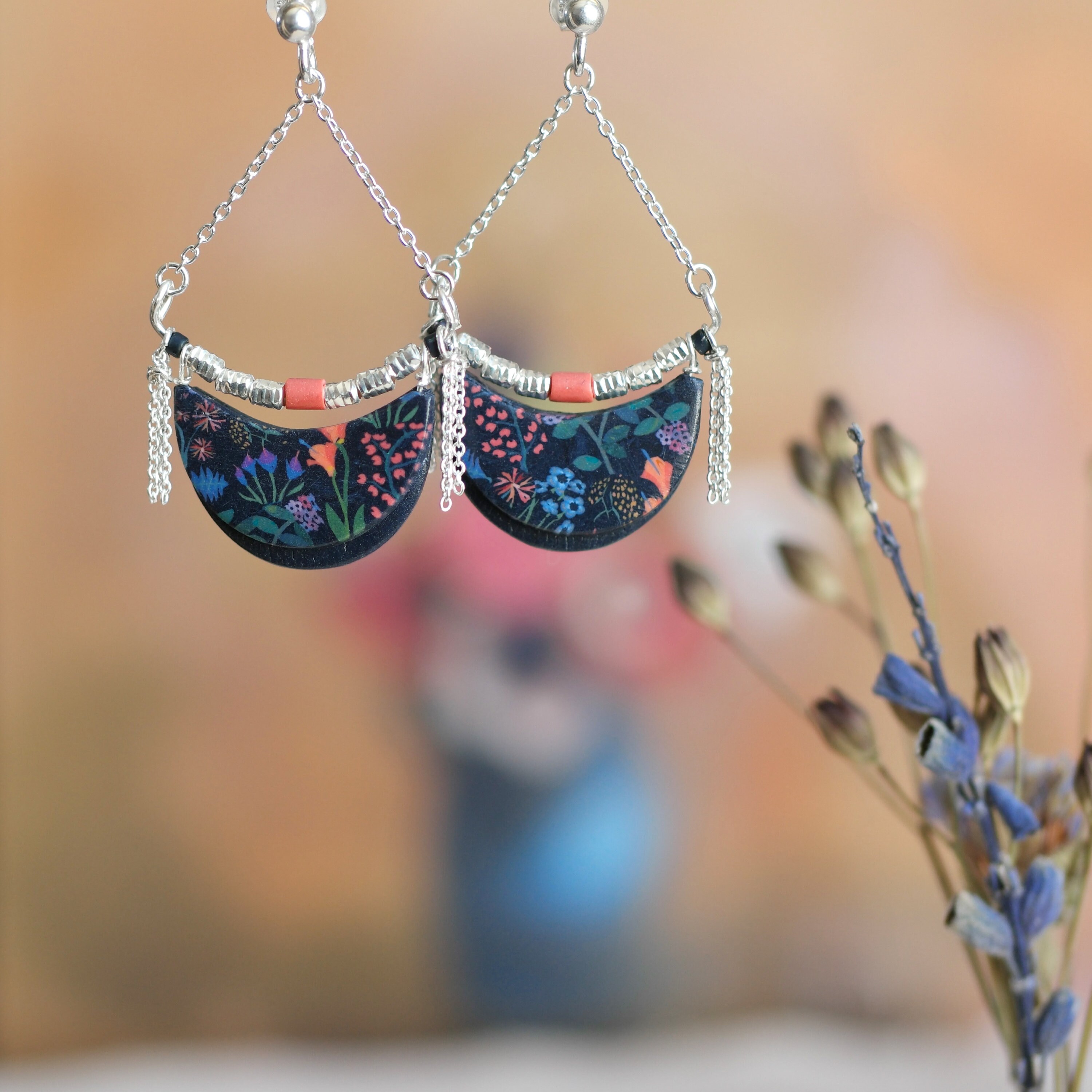CLAY EARRINGS HANDMADE Statement Dainty Dangle Earrings Black Marble Stone Earrings Hypoallergenic Gift Graduation Earring Lightweight
