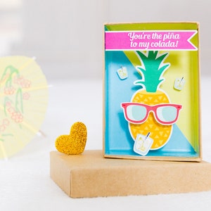 Anniversary Card . You're the piña to my colada .  Fun Love Card for him or her . Valentines card diorama .